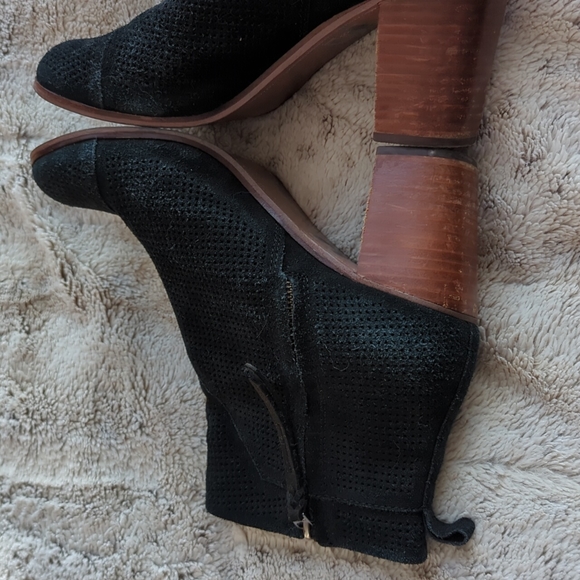 Toms Lunata Womens Black Suede Leather Block Heel Ankle Booties Zip Size 10 - Picture 7 of 10